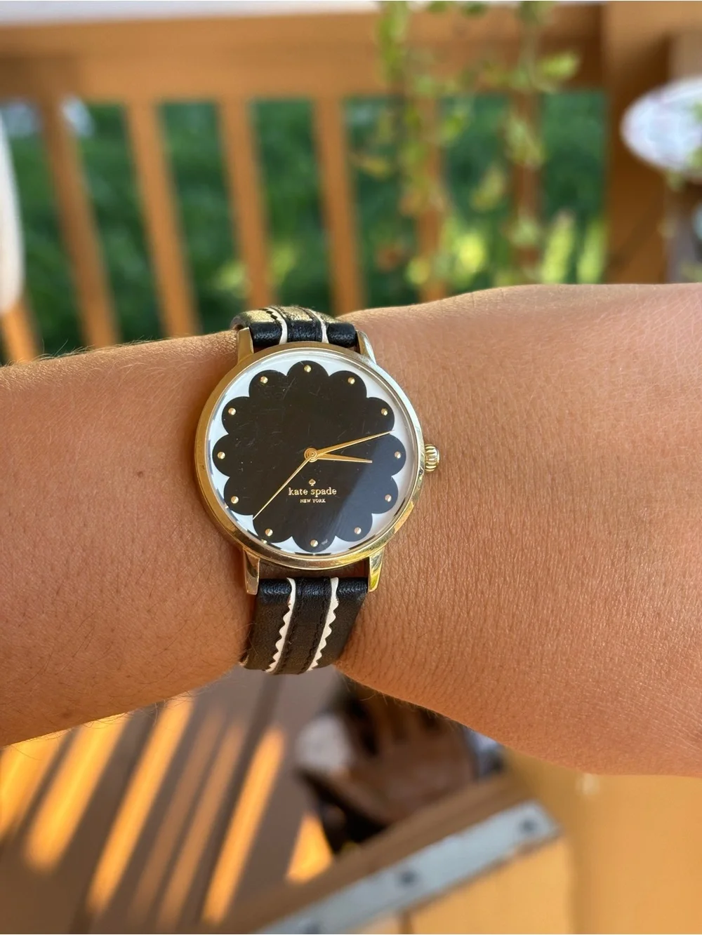 kate spade Black Dial with Gold Case and Black Leather Strap